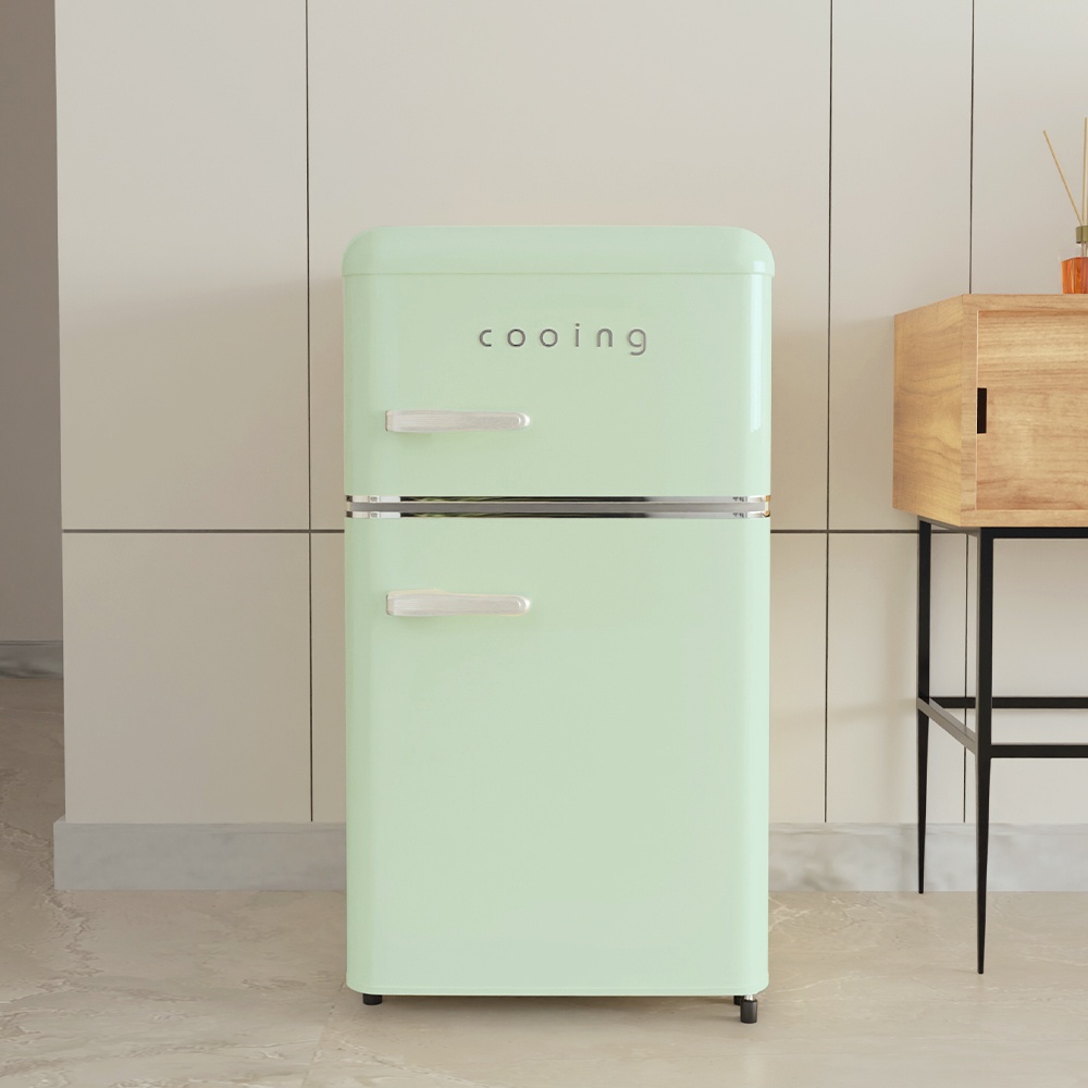 쿠잉 레트로 미니냉장고 REF-D85 2도어, 원룸 필수템으로 인정