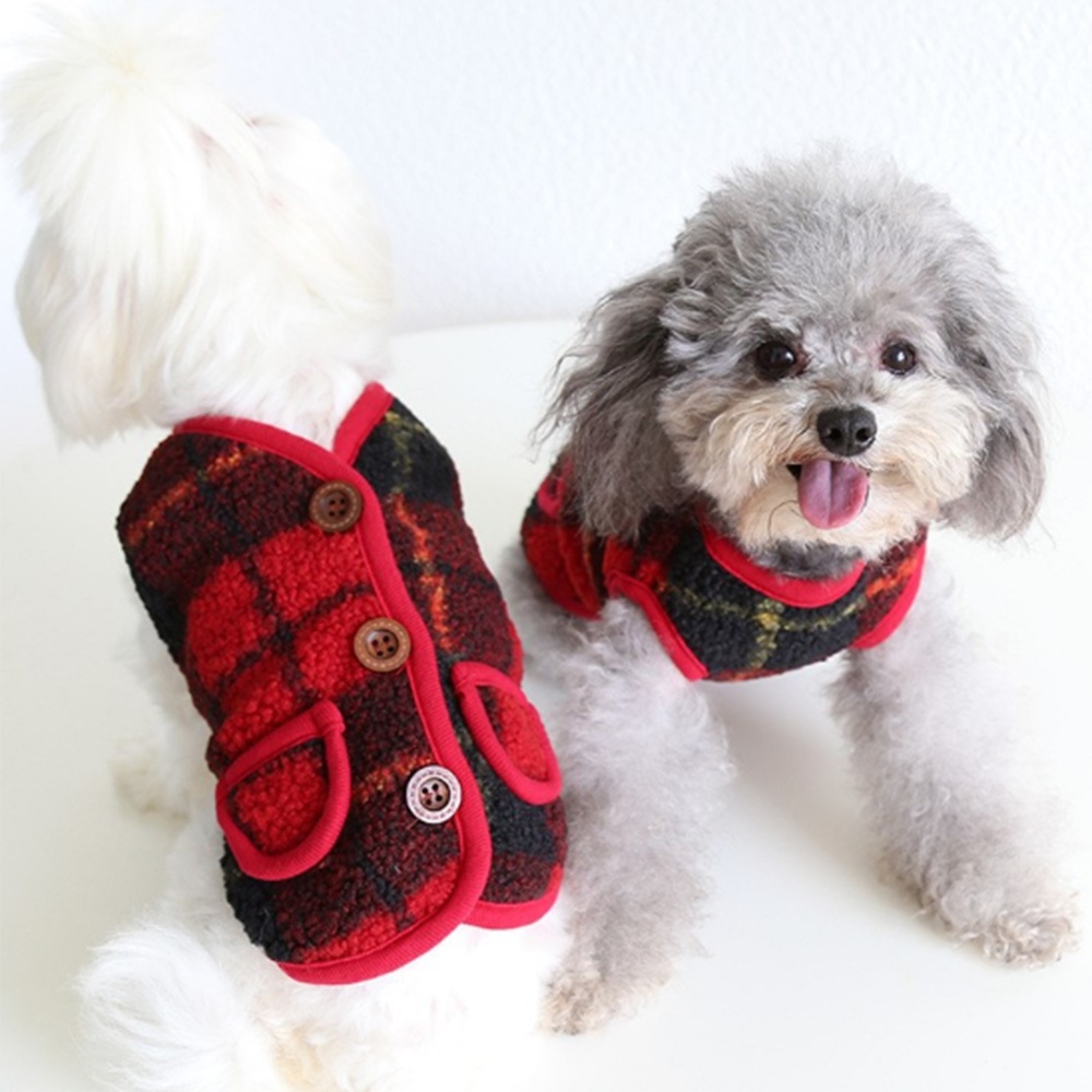 강아지 옷 티셔츠 조끼 체크 무늬 귀여운 단추 겨울 따뜻한 소형견 예쁜 애견 말티즈 사용 후기